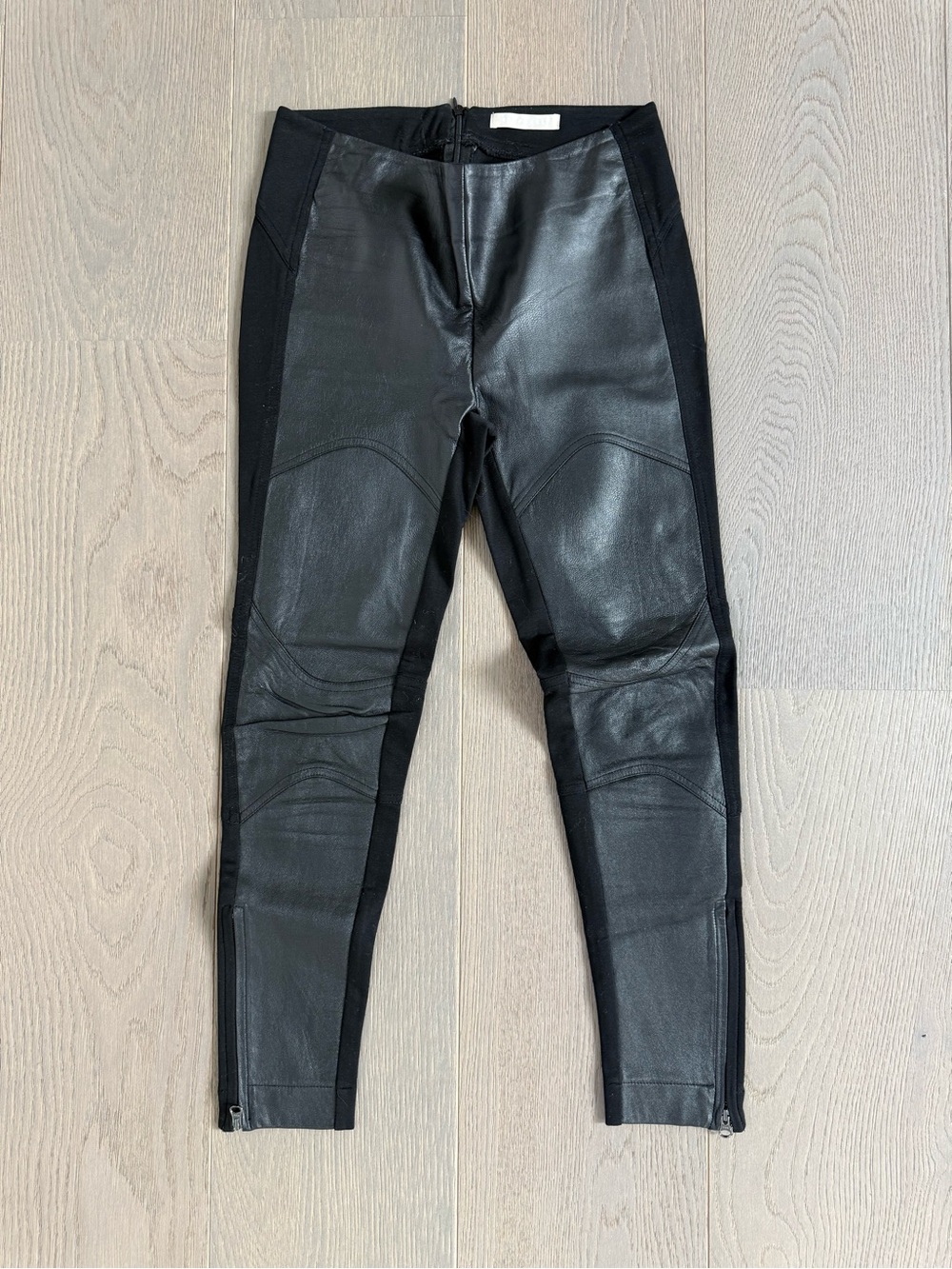 Stefanel Black Leather-Panel Skinny Pants